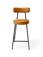 Banqueta Baixa Para Cozinha Sala De Jantar Bar Bancada Milão L02 Couríssimo Whisky - Lyam Decor