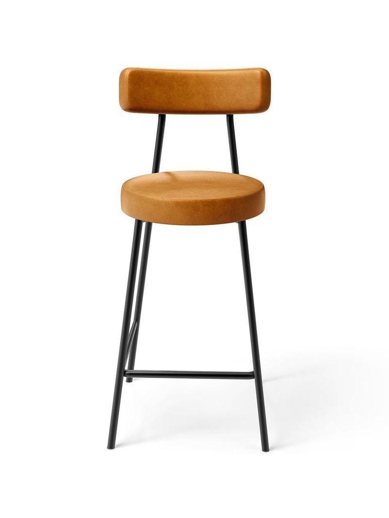 Banqueta Baixa Para Cozinha Sala De Jantar Bar Bancada Milão L02 Couríssimo Whisky - Lyam Decor