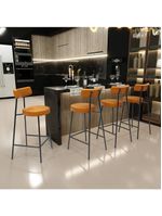 Banqueta Baixa Para Cozinha Sala De Jantar Bar Bancada Milão L02 Couríssimo Whisky - Lyam Decor