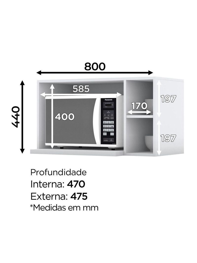 Aéreo Micro-ondas Amy Branco HP Casa 812