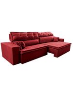 Sofá Retrátil E Reclinável 2,52m Luxos Cama Inbox Velusoft Vermelho