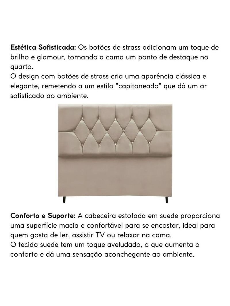 Cabeceira Para Cama Box Estofada Solteiro 90 Cm Suede Madri bege