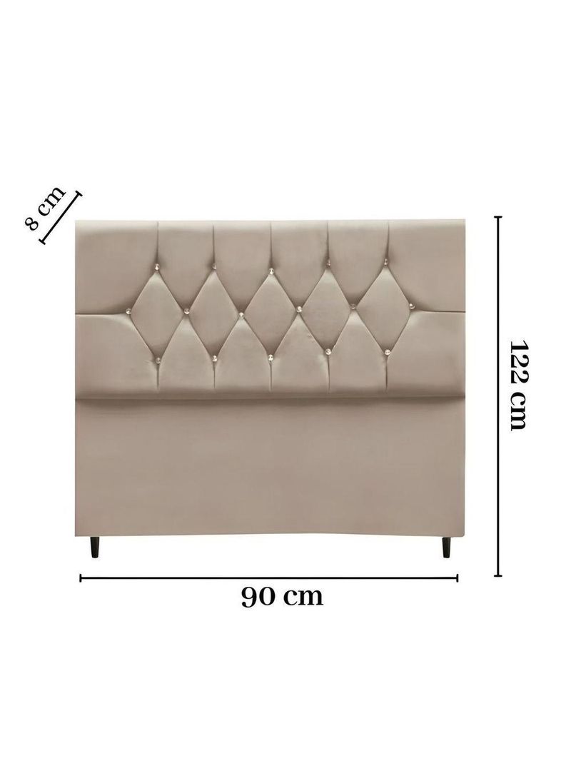 Cabeceira Para Cama Box Estofada Solteiro 90 Cm Suede Madri bege