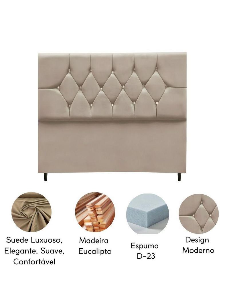Cabeceira Para Cama Box Estofada Solteiro 90 Cm Suede Madri bege