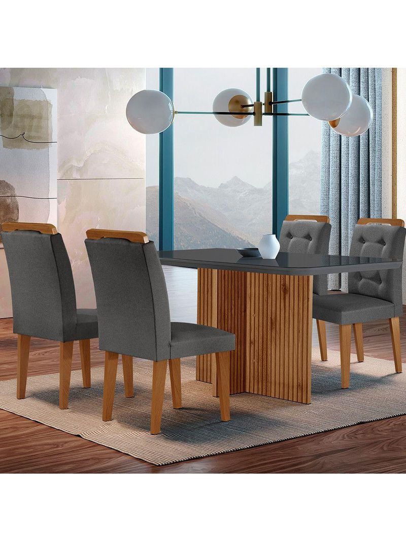 Sala De Jantar Mesa Olimpia Com 4 Cadeiras Carol