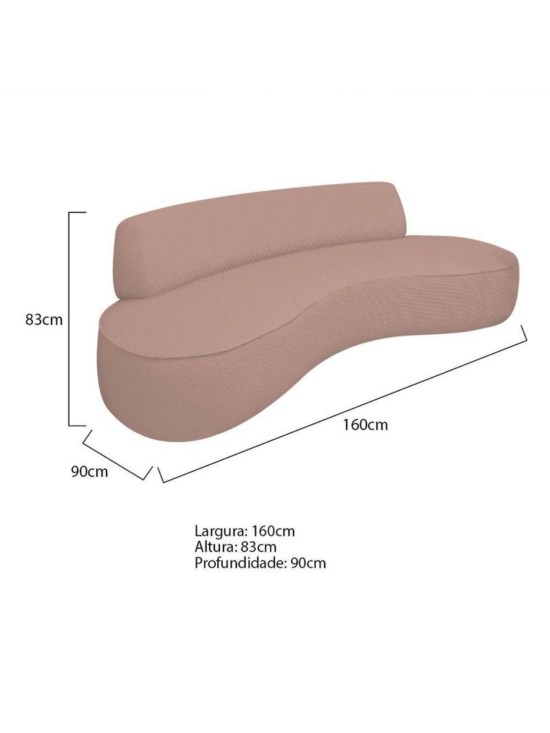 Sofá Curvo 2 Lugares Amsterdã 160cm Linho - Adj Decor Cor Rosê