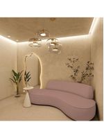 Sofá Curvo 2 Lugares Amsterdã 160cm Linho - Adj Decor Cor Rosê