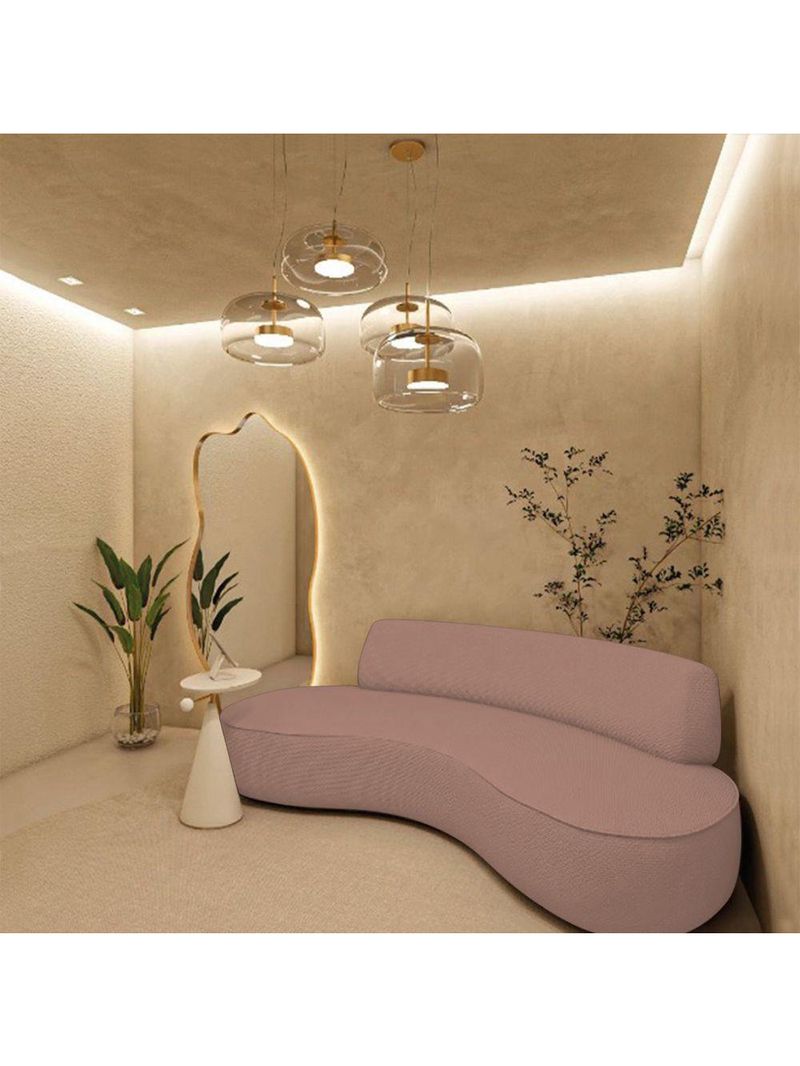 Sofá Curvo 2 Lugares Amsterdã 160cm Linho - Adj Decor Cor Rosê