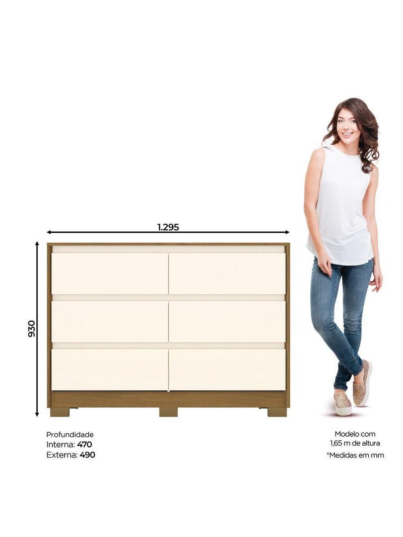 Cômoda 6 Gavetas Ravenna Henn Nature Com Off White