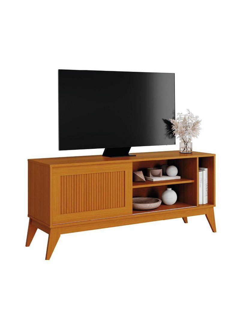 Rack Bancada Para Tv Até 55 Polegadas Ripado Cedro Aruba