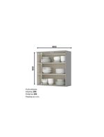 Armário Aéreo 2 Portas 80 Cm Amy Casa 812 Cinza