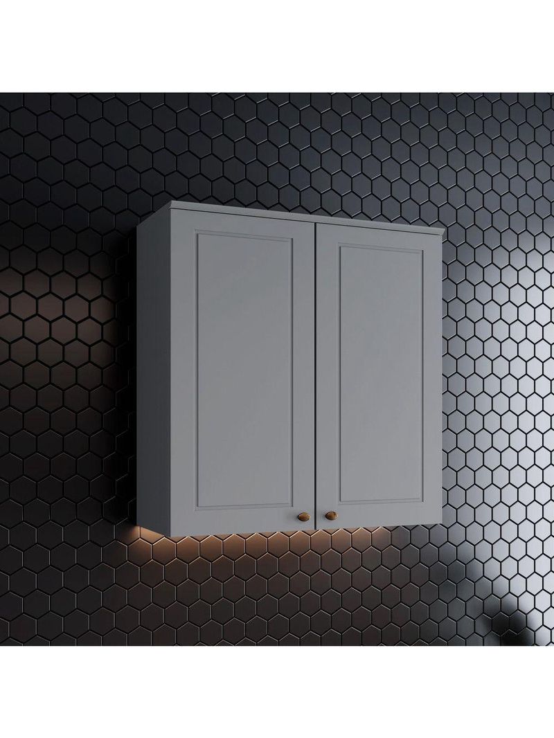 Armário Aéreo 2 Portas 80 Cm Amy Casa 812 Cinza