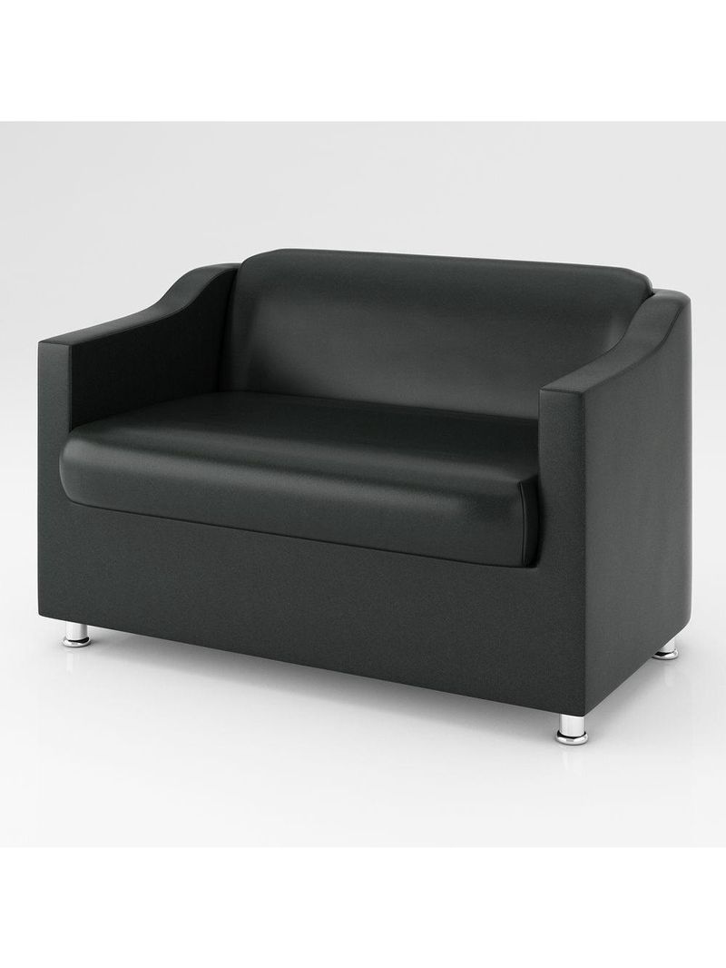 Sofá Namoradeira Reforçada Luxo Em Tecido Courino Preto