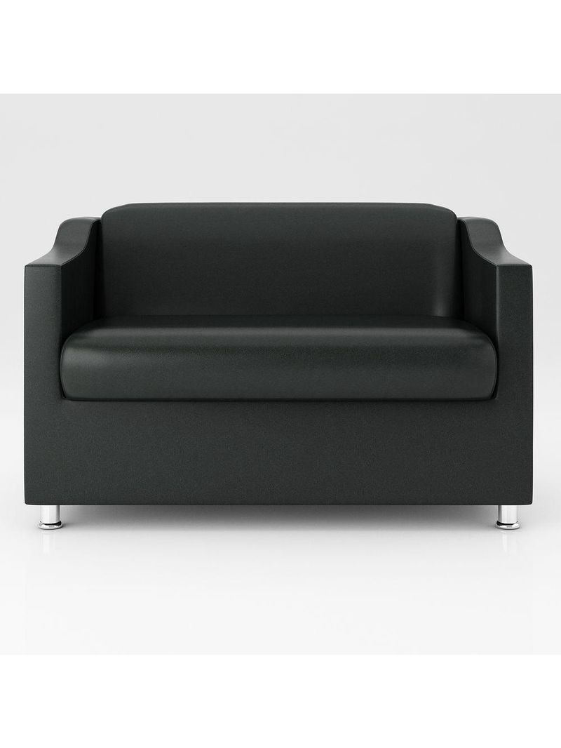 Sofá Namoradeira Reforçada Luxo Em Tecido Courino Preto