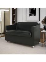 Sofá Namoradeira Reforçada Luxo Em Tecido Courino Preto