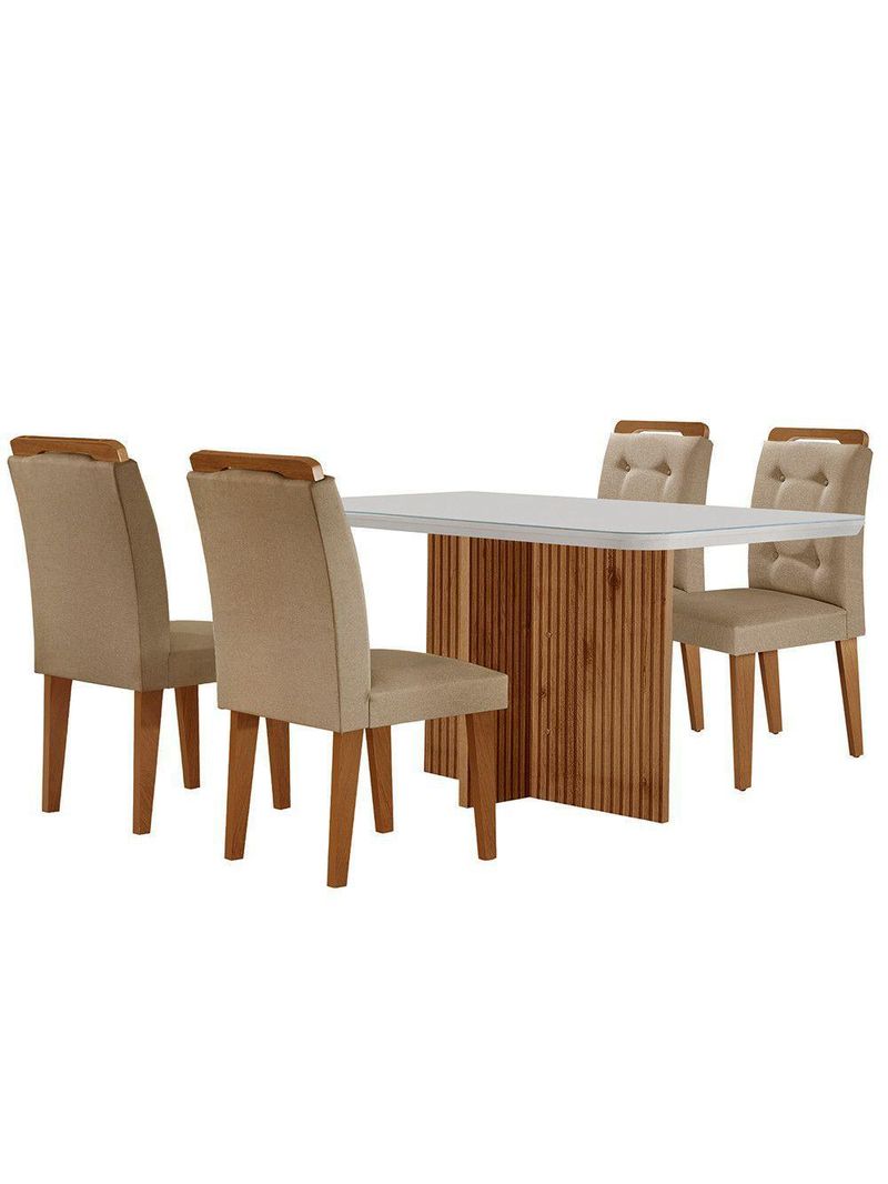 Sala De Jantar Mesa Olímpia 120cm 4 Cadeiras Turim