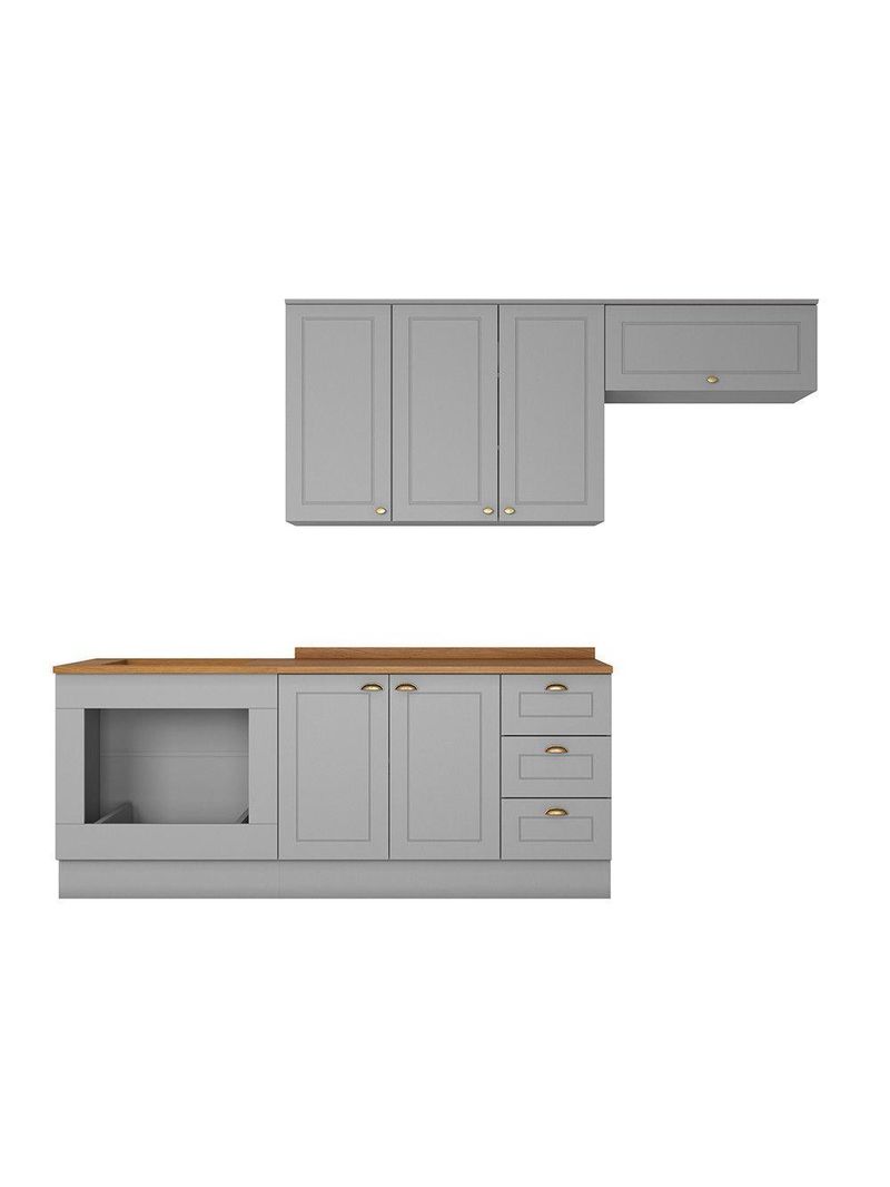 Cozinha Compacta Com Balcão Forno De Embutir Amy Casa 812 Cinza