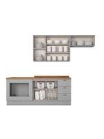 Cozinha Compacta Com Balcão Forno De Embutir Amy Casa 812 Cinza