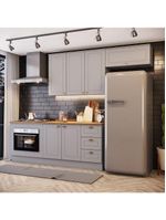 Cozinha Compacta Com Balcão Forno De Embutir Amy Casa 812 Cinza