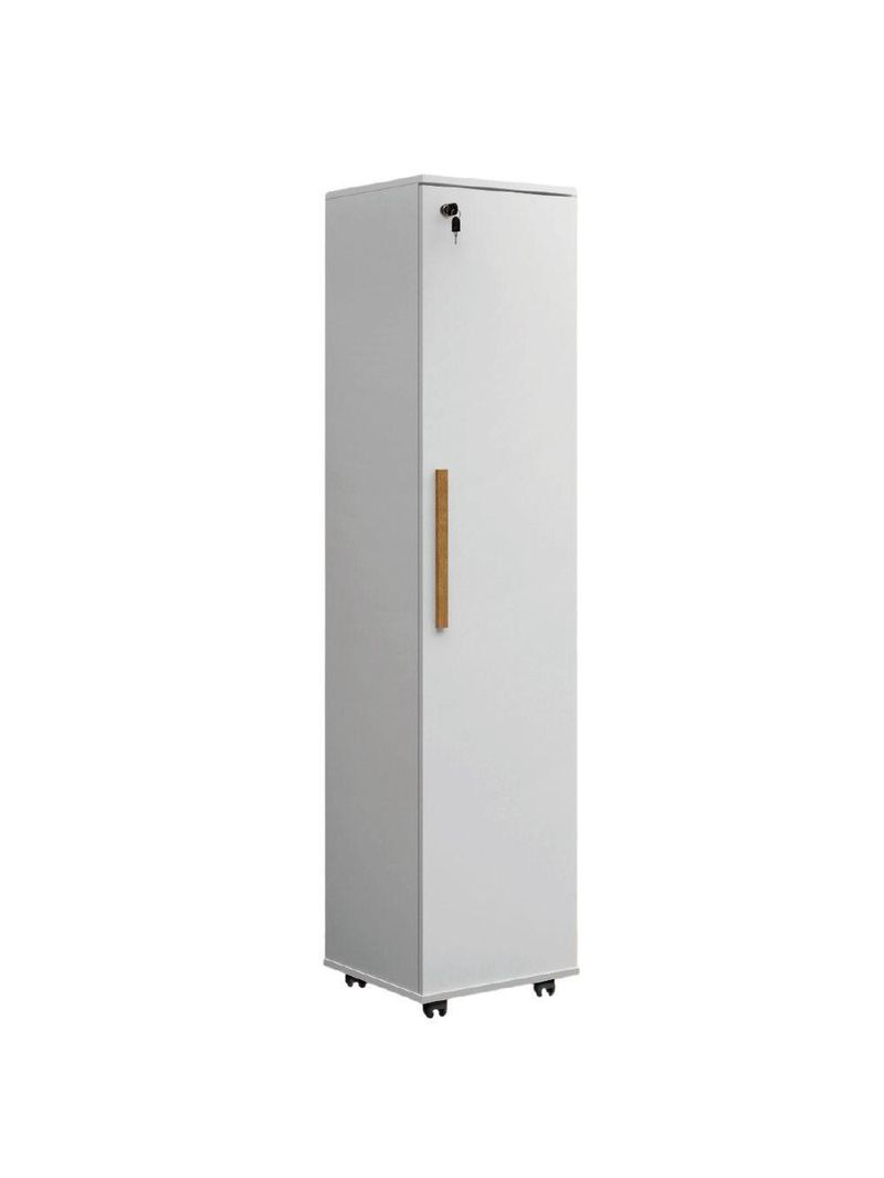 Armário Multiuso Para Escritório Com Chave E Rodízios 1 Porta Lune Branco J&a Branco