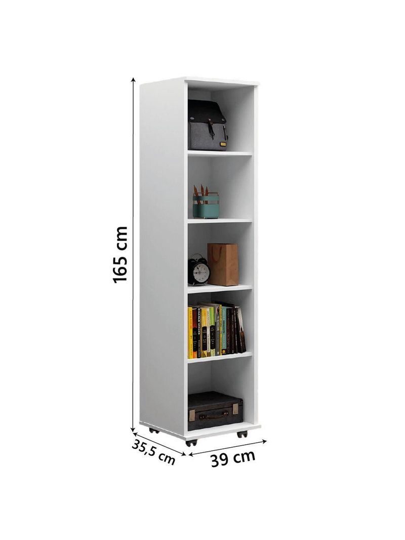 Armário Multiuso Para Escritório Com Chave E Rodízios 1 Porta Lune Branco J&a Branco