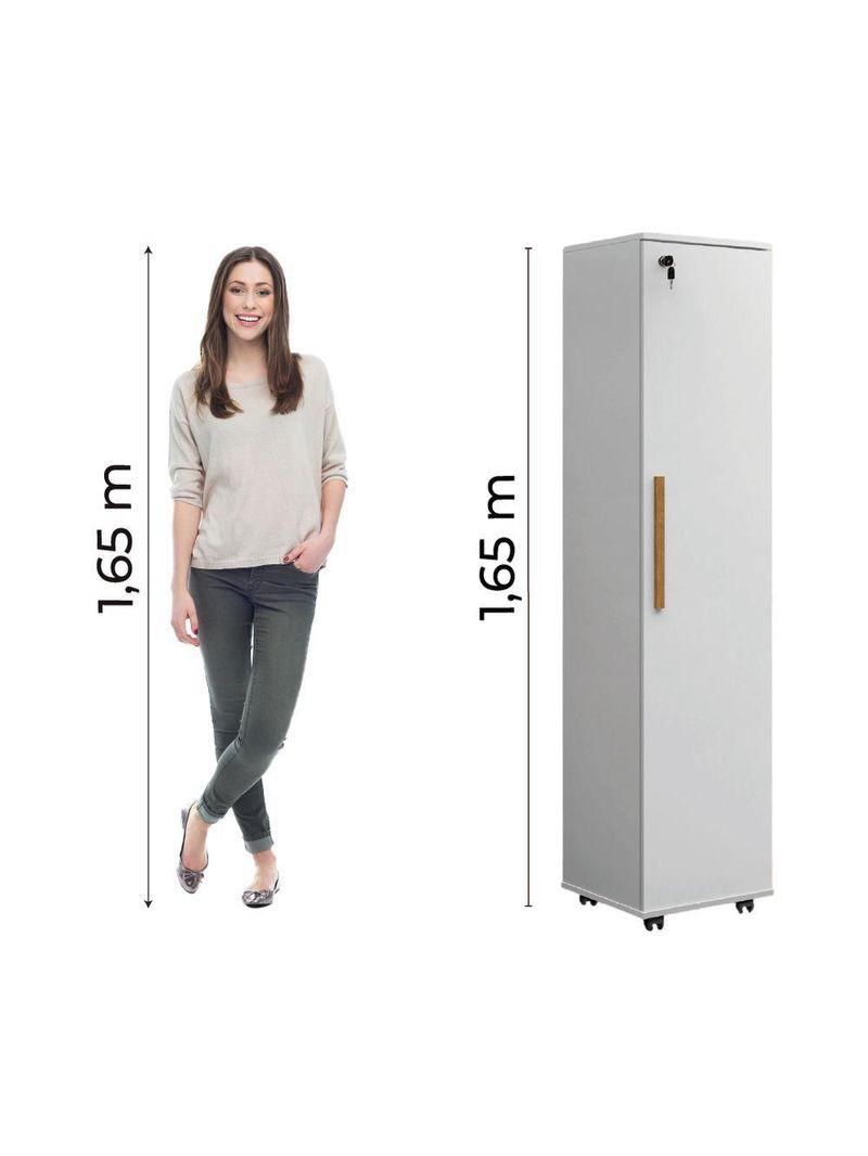 Armário Multiuso Para Escritório Com Chave E Rodízios 1 Porta Lune Branco J&a Branco