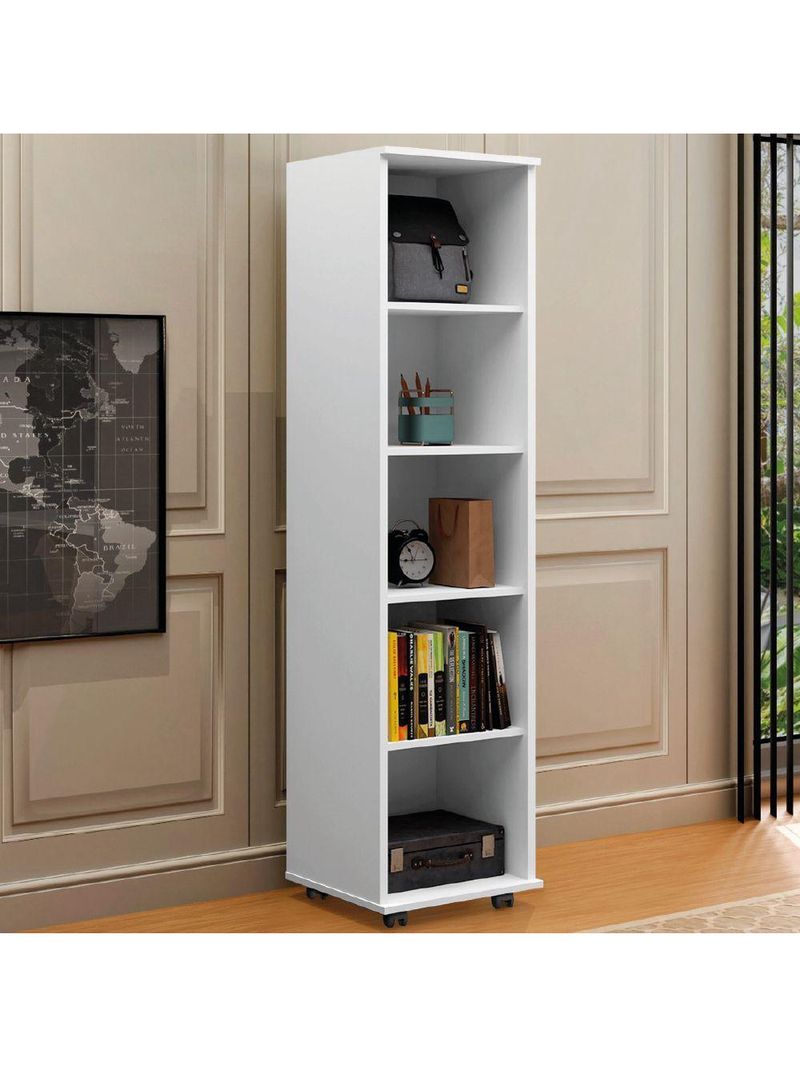 Armário Multiuso Para Escritório Com Chave E Rodízios 1 Porta Lune Branco J&a Branco