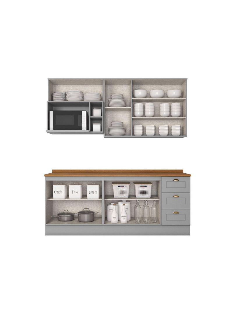 Cozinha Compacta 5 Peças Com Tampo Amy Casa 812 Cinza