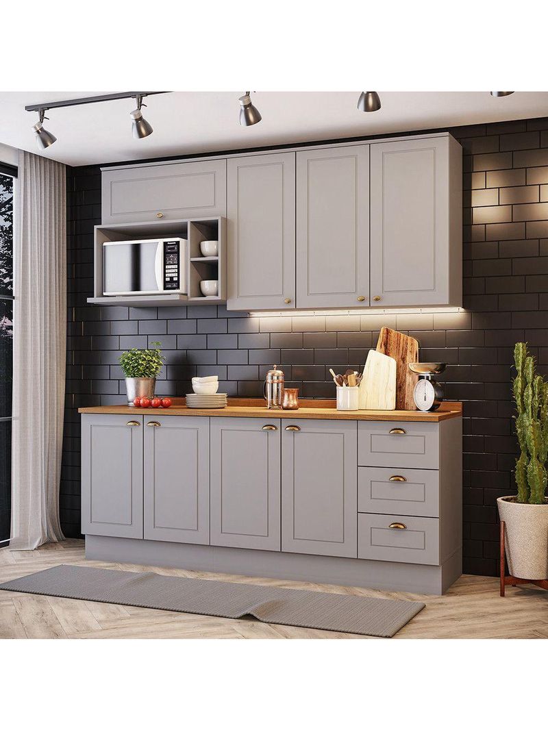 Cozinha Compacta 5 Peças Com Tampo Amy Casa 812 Cinza