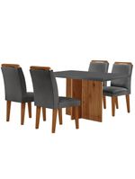 Sala de Jantar Mesa Olímpia 120cm MDF Vidro Canto Reto com 4 Cadeiras Athenas Grafite com Imbuia