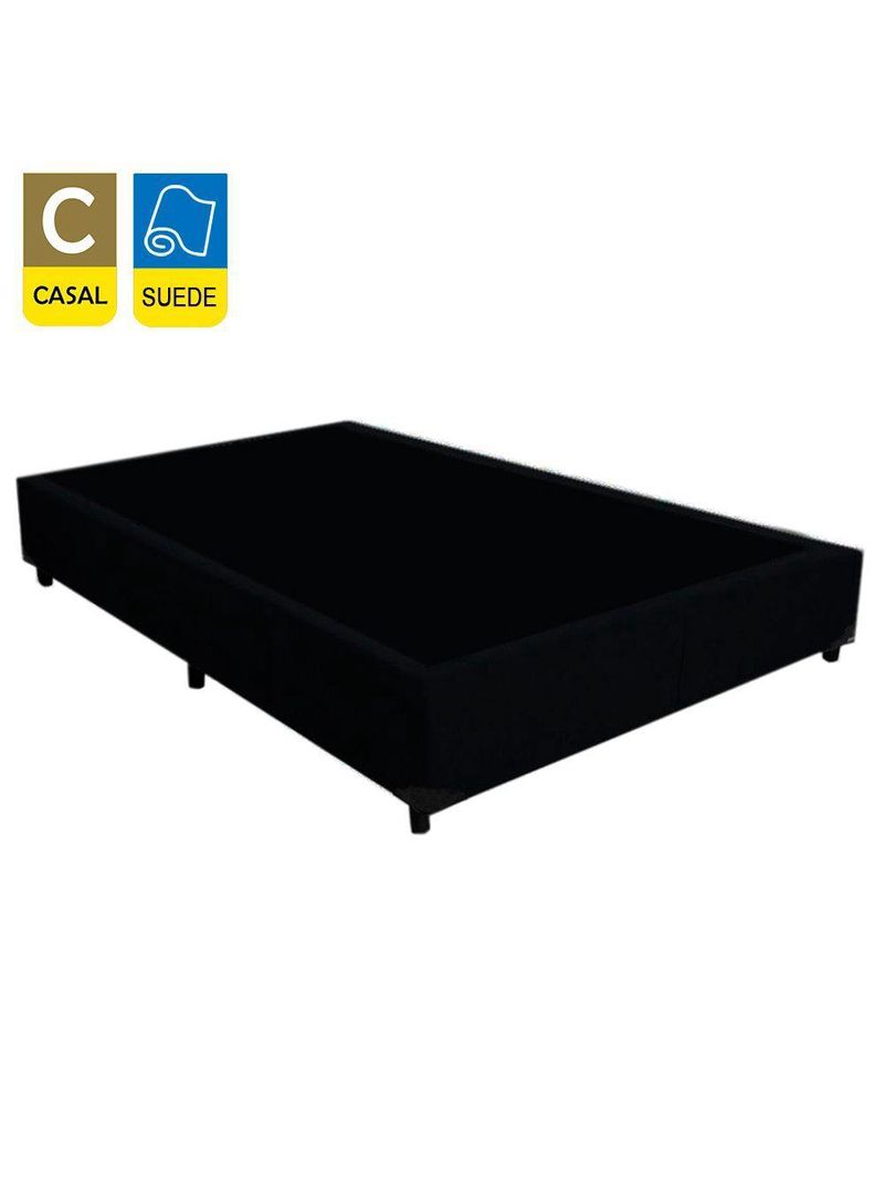 Cama Box Casal Suede Sereneprime Preto 138x188x40
