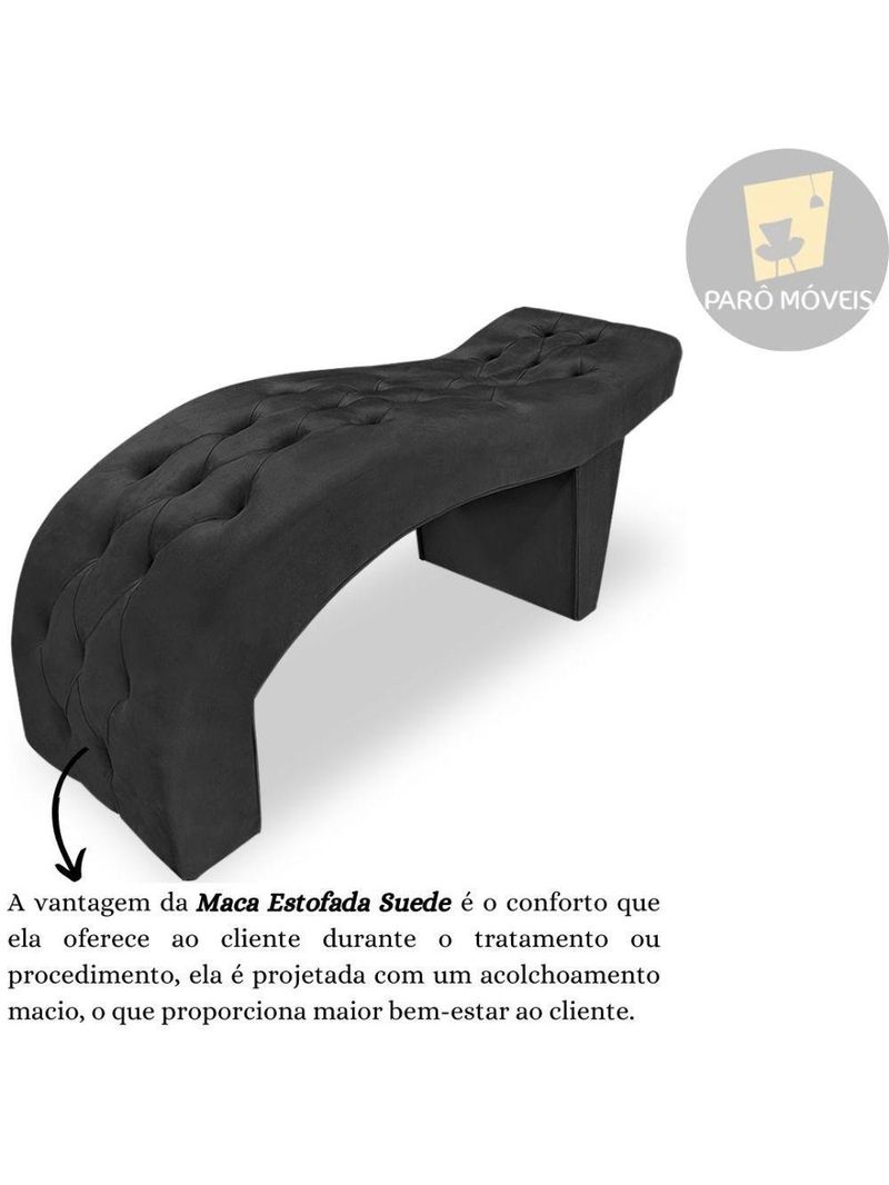 Maca Estofada Capitonê Suede Eduarda – Cor: Preto