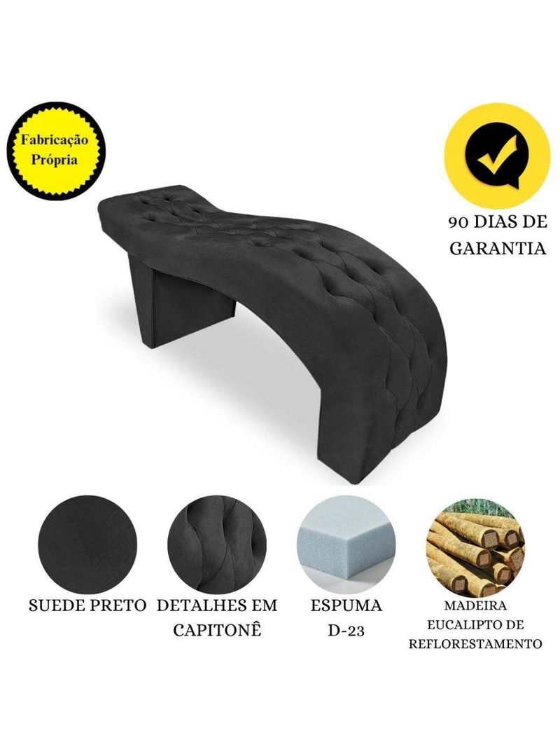 Maca Estofada Capitonê Suede Eduarda – Cor: Preto