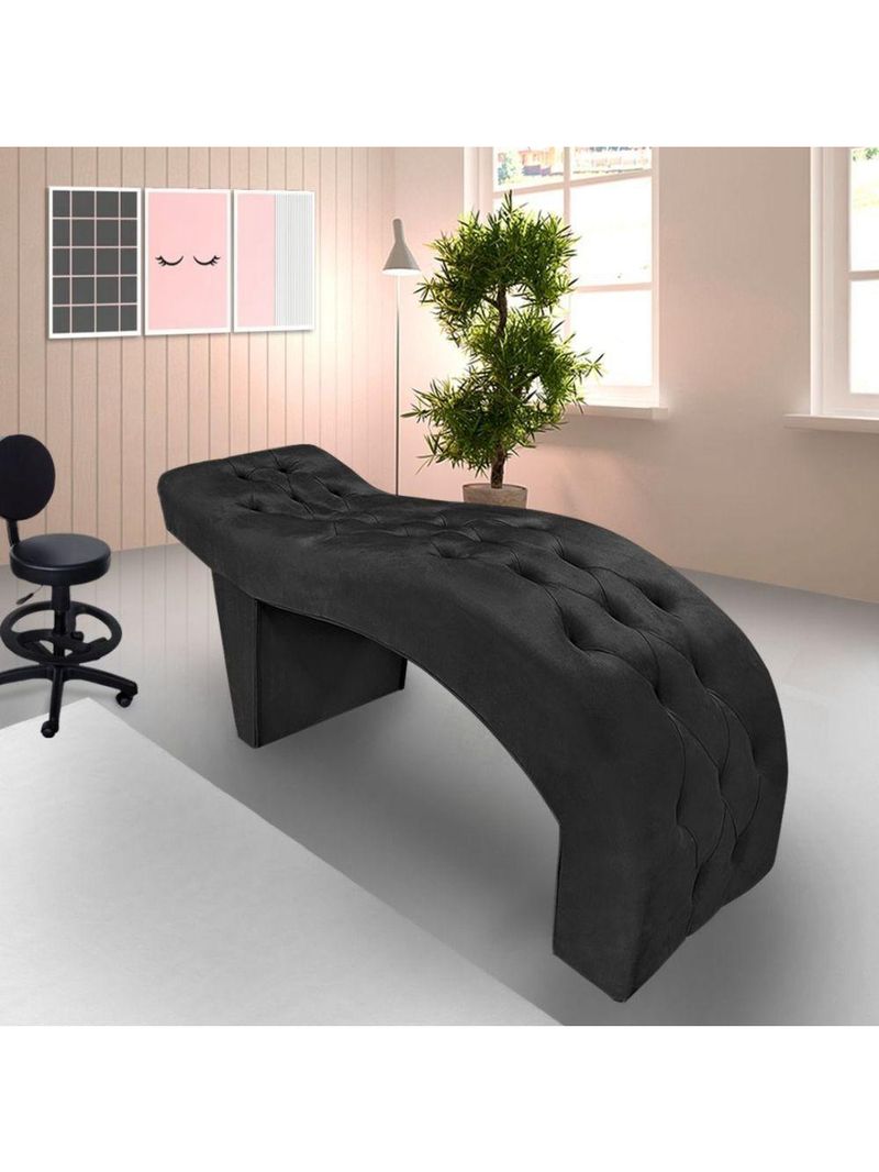 Maca Estofada Capitonê Suede Eduarda – Cor: Preto