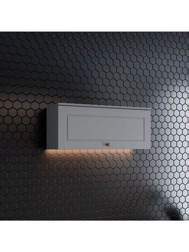 Armário Aéreo 1 Porta Basculante 80 cm Amy Casa 812 Cinza