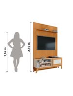 Rack Bancada Caribe Com Painel Para TV Até 55 Polegadas Egeo Cedro/Off White Ripado Impressão 3D EDN