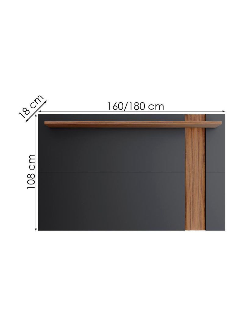 Painel Extensível para TV até 70 Polegadas 180 cm Leme Colibri Preto Noce Milano