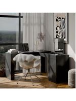 Penteadeira Escrivaninha em L com Espelho e 1 Porta Isis – Preto