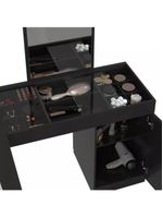 Penteadeira Escrivaninha em L com Espelho e 1 Porta Isis – Preto