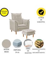 Poltrona De Amamentação Com Puff Quarto Bebê Leticia Suede Bege