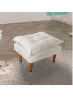 Poltrona De Amamentação Com Puff Quarto Bebê Leticia Suede Bege