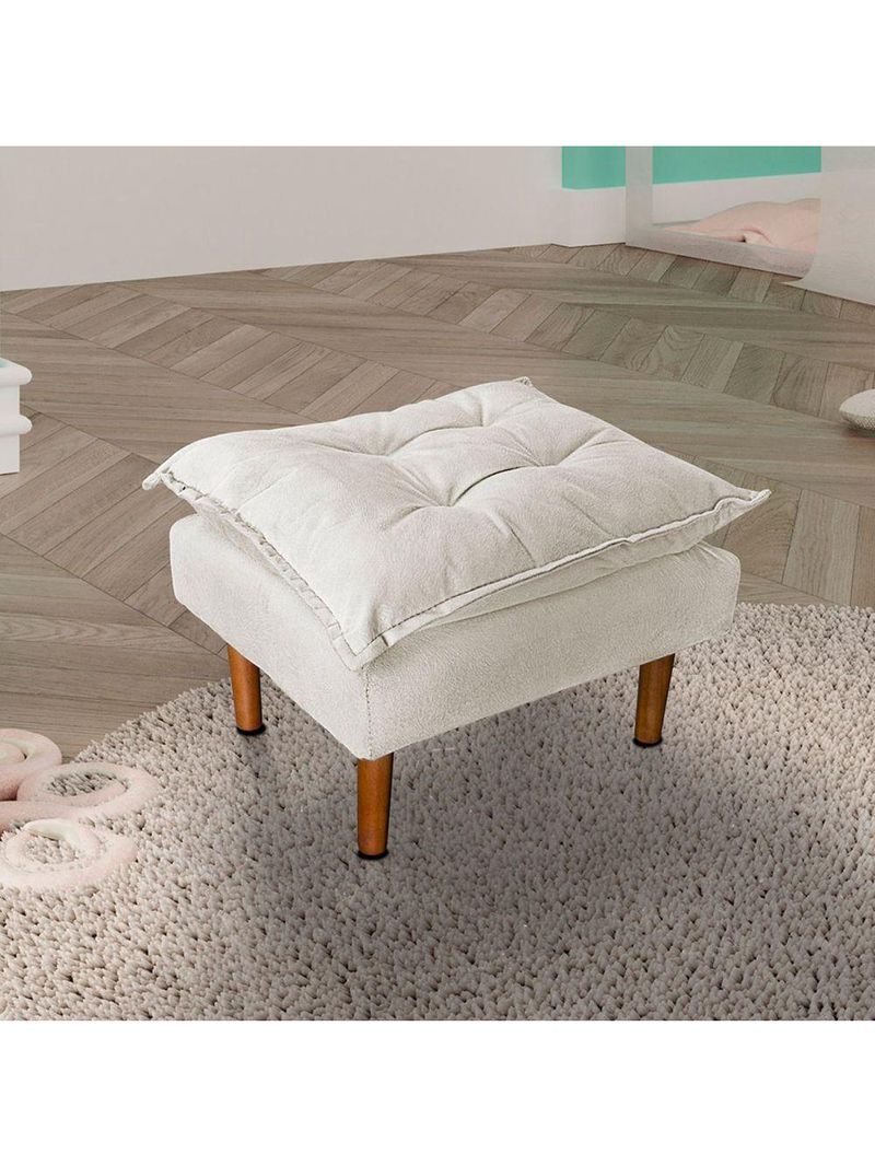 Poltrona De Amamentação Com Puff Quarto Bebê Leticia Suede Bege