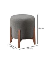 Kit 2 Puff Decorativo para Sala Redondo Luxo Dallas Linho Cinza