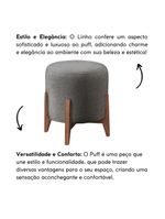 Kit 2 Puff Decorativo para Sala Redondo Luxo Dallas Linho Cinza