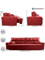 Sofá Retrátil E Reclinável 2,72m Luxos Cama Inbox Velusoft Vermelho