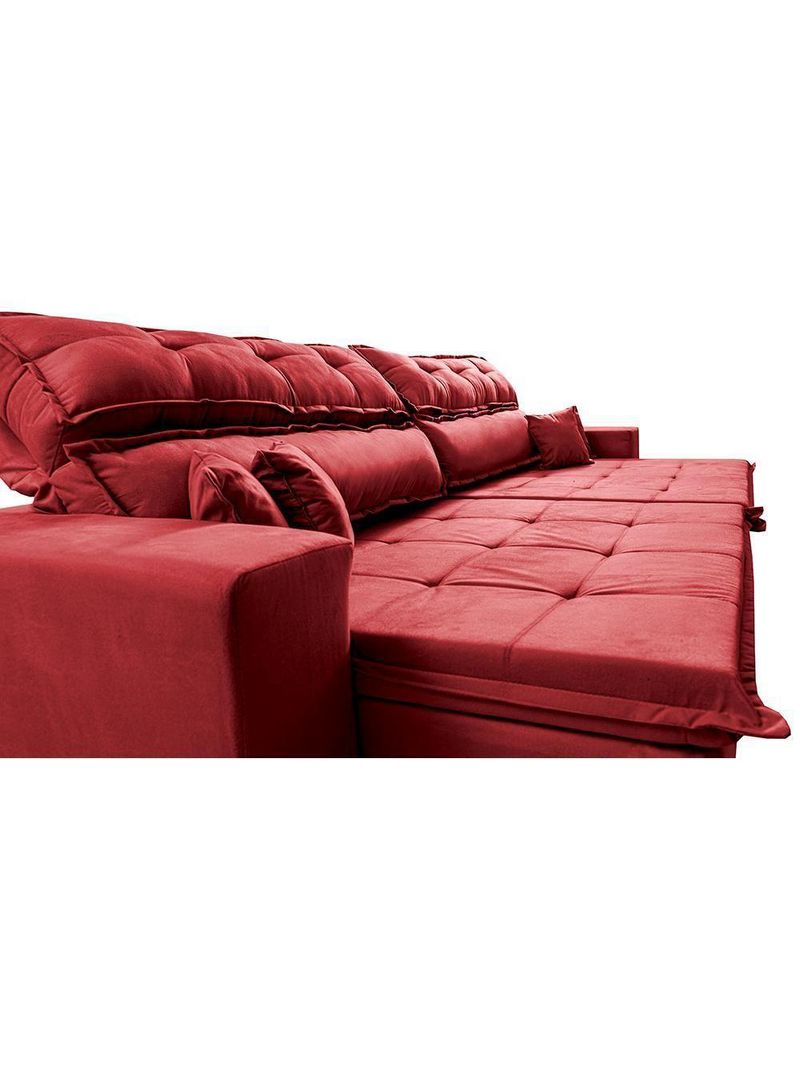 Sofá Retrátil E Reclinável 2,72m Luxos Cama Inbox Velusoft Vermelho