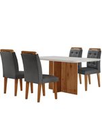Sala de Jantar Mesa Olímpia 120cm MDF com 4 Cadeiras Carol - Grafite, Off White  Imbuia