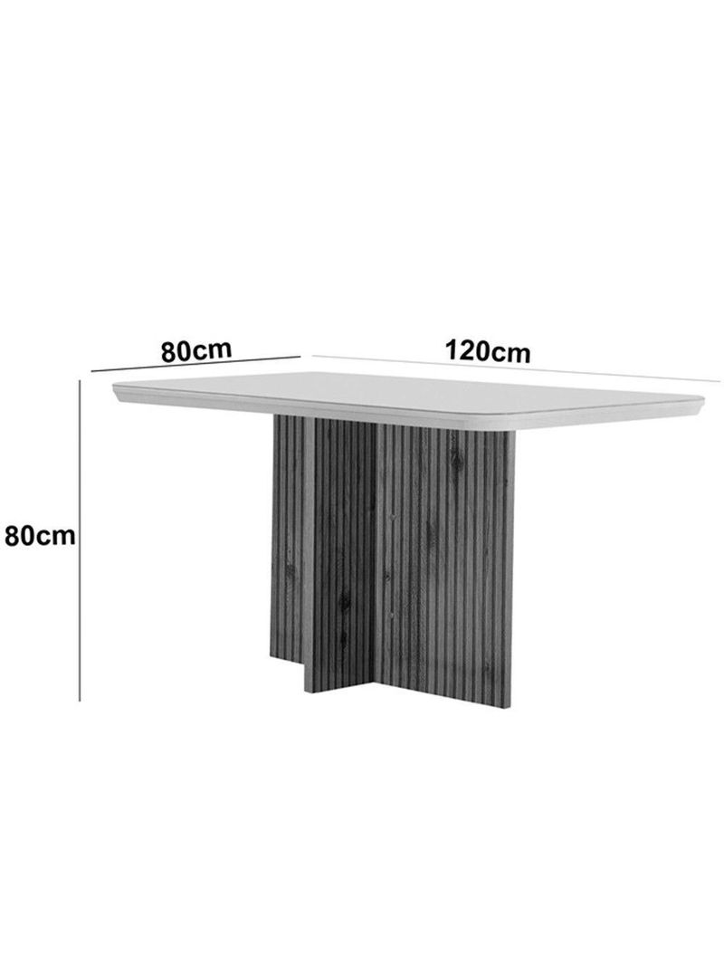 Sala de Jantar Mesa Olímpia 120cm MDF com 4 Cadeiras Carol - Grafite, Off White  Imbuia