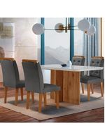 Sala de Jantar Mesa Olímpia 120cm MDF com 4 Cadeiras Carol - Grafite, Off White  Imbuia