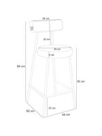 Banqueta Baixa Cozinha Sala Jantar Bancada Milão L02 Couríssimo Preto Brilho Camel - Lyam Decor